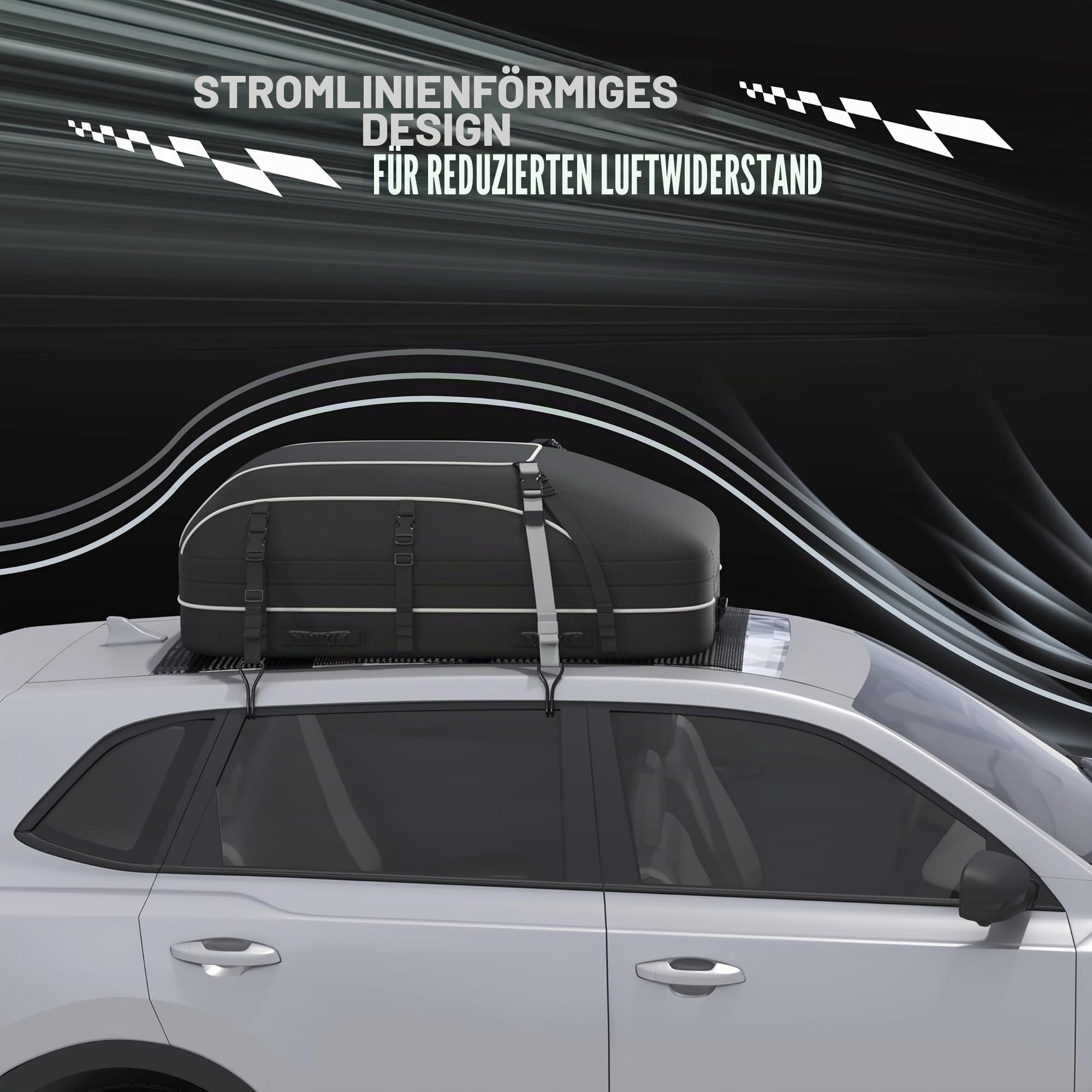 Workkool Auto Dachbox 425L Faltbar Dachtasche Wasserdicht Dachkoffer Tragbar Dachboxen Dachgepäckträger Tasche mit Dach Verstärkten Riemen,ohne Gepäckträger(425L)