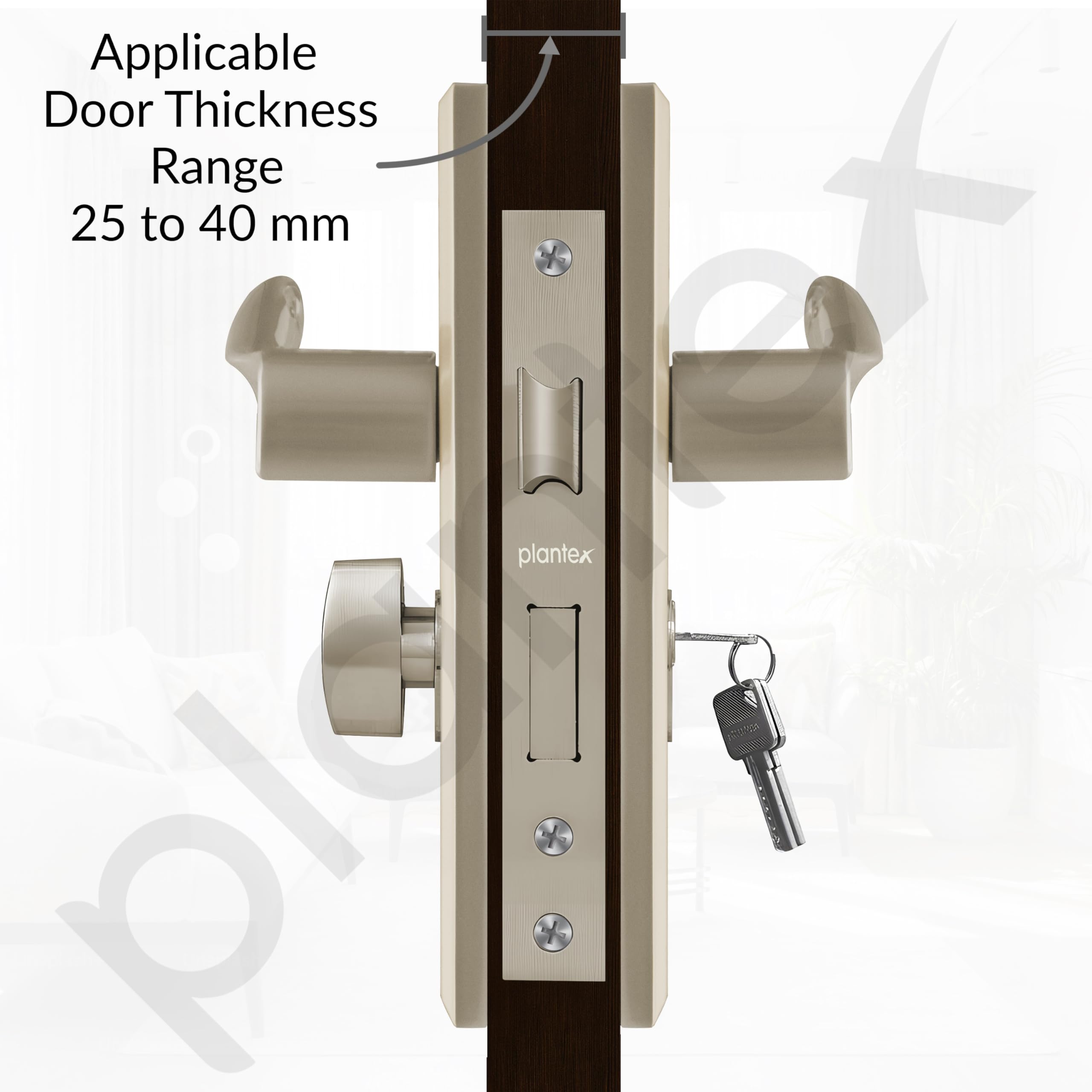 Plantex Mortise Lock Handle Set - 6-Lever, 3 Keys -5 Plantex Mortise Lock Handle Set - 6-Lever, 3 Keys -5