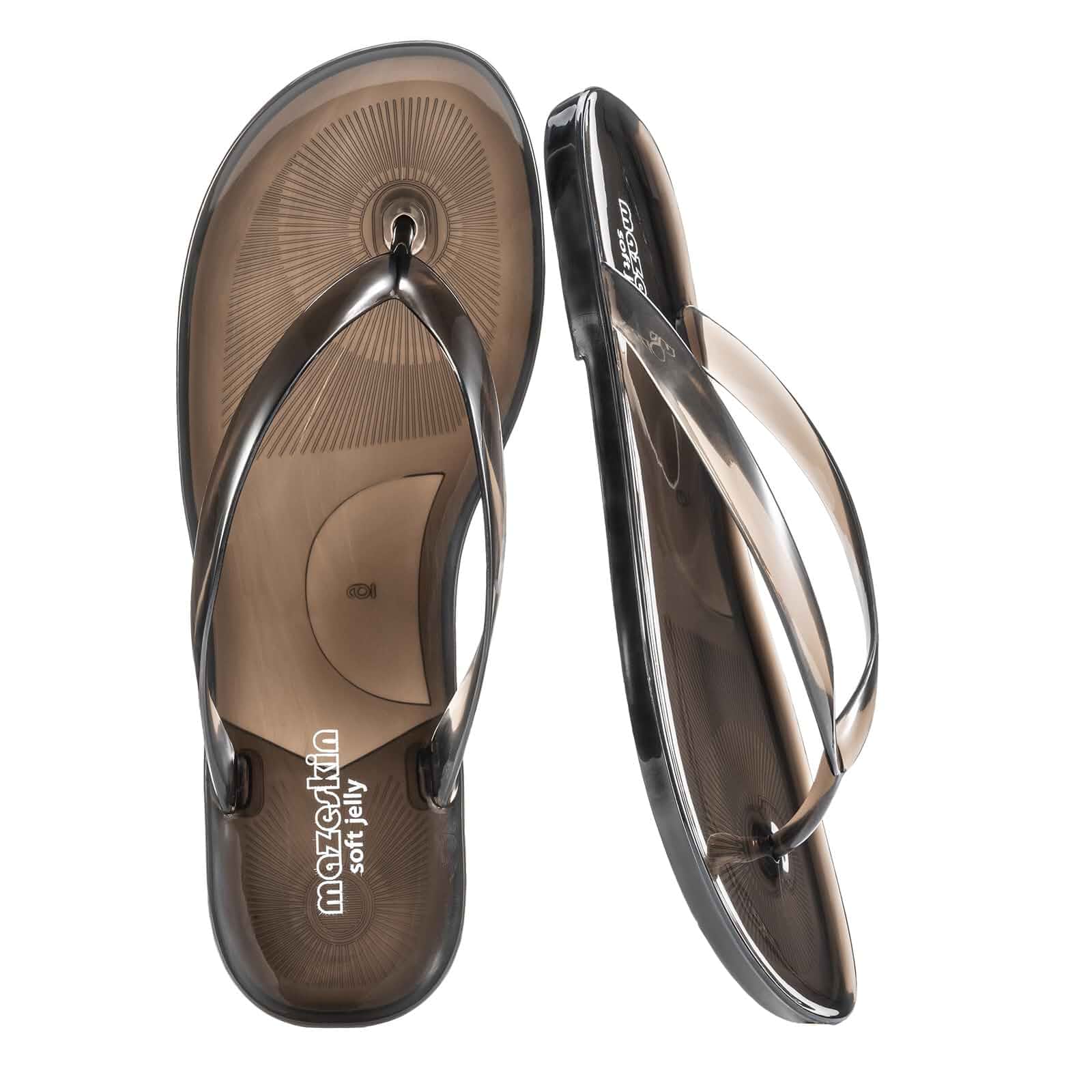mazeskin Womens Jelly Flip Flops Soft Flexible Thong Sandals Waterproof Beach Pool Vacation Summer Non Slip Splash Casual Transparent Clear Flat Slip On Slide Shoes