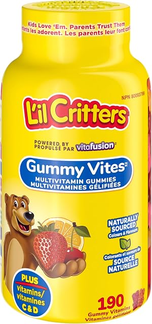 Je vous en prie Critters Gummy Vites Gummies multivitamines pour enfants - 11 nutriments essentiels, Couleurs naturelles & 5 Délicieux saveurs, 3 Mois d'approvisionnement - 190 Nombre