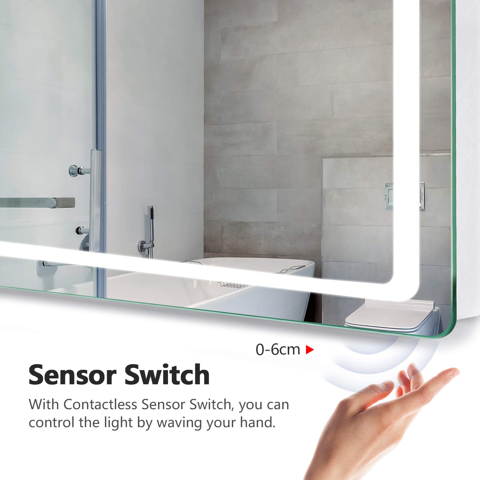 EMKE 700 x 500mm LED Illuminated Bathroom Mirror with Shaver Socket