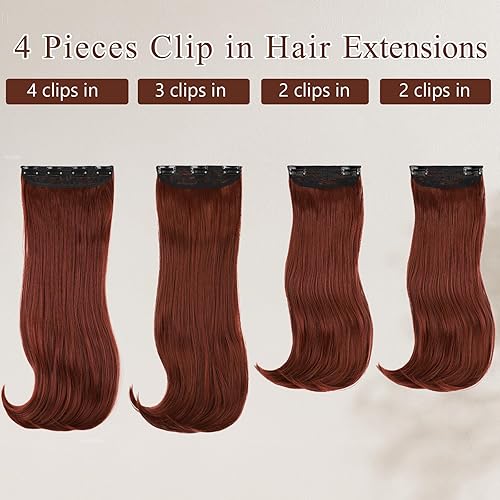 Miniatura 7 de Extensiones de cabello sintético con clip para mujer, extensiones de cabello sintético lacio y ondulado para uso diario, 20 pulgadas