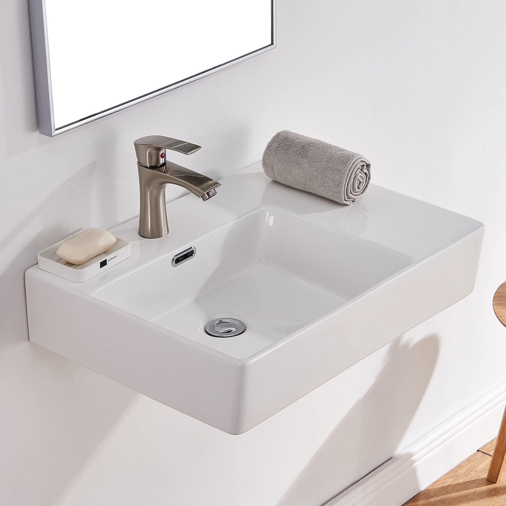 Buy Bathroom Sink,White Wall Mounted Sink,Rectangle Wall Mount Bathroom