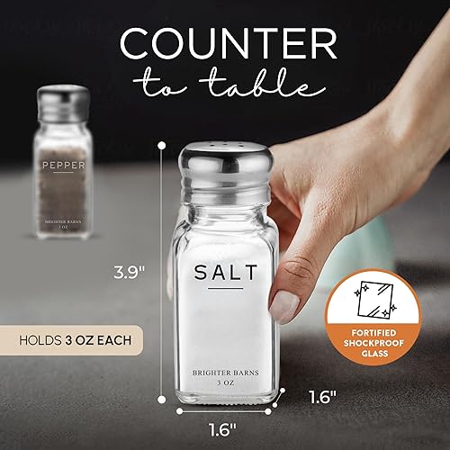 Miniatura 3 de Brighter Barns - Juego de saleros y pimenteros de cristal, decoración moderna de cocina, accesorio de encimera de mesa de comedor, rústico, granja,