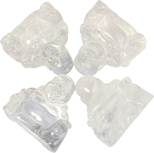 Miniatura 10 de mookaitedecor Figura de cristal de Buda feliz de cuarzo rosa, estatua tallada, piedra de bolsillo, decoración del hogar, 1.5 pulgadas