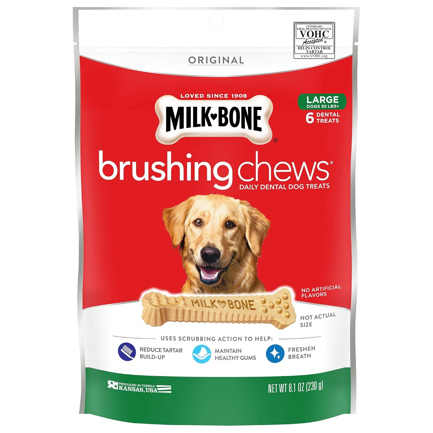 Milk-Bone Original Brushing Chews, 6 Large Daily Dental Dog Treats