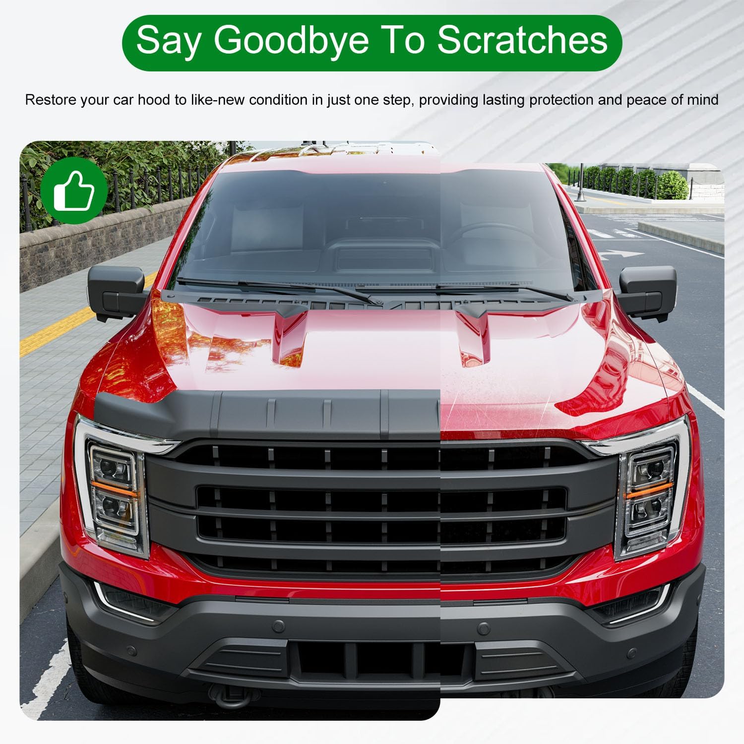 Xipoo Rear Wheel Well Guard Compatible with 2021-2025 Ford F150 XLT/XL/STX/Lariat Hood Protector Hood Shield Replacement for 2021-2025 Ford F150 Accessories