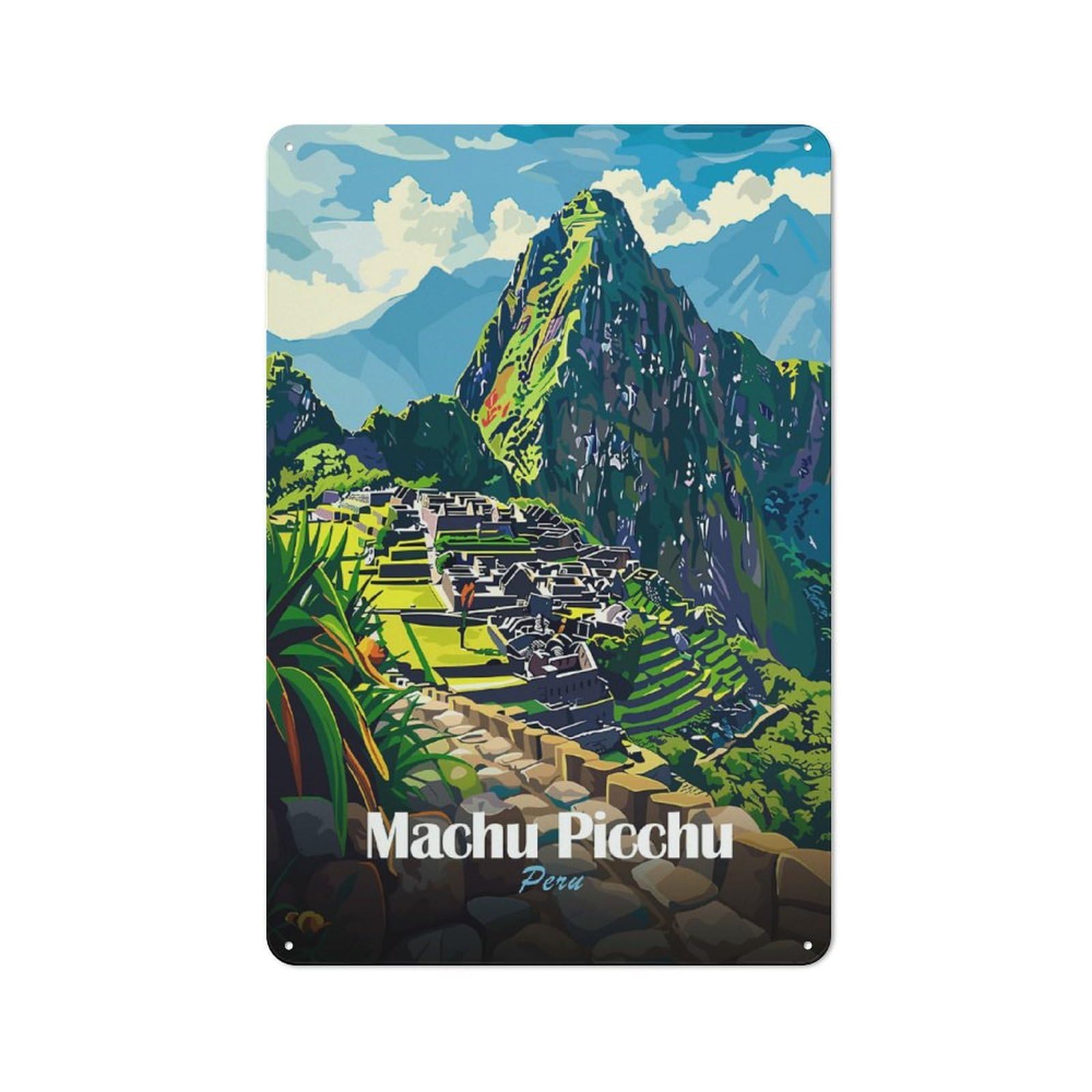 Junmoney Style-1 Vintage Garden Room Metal Sign 30X20cm Featuring Machu Picchu, Peru Travel, Utility Space Decor For Shed, Garden Room, Porch Or Garage