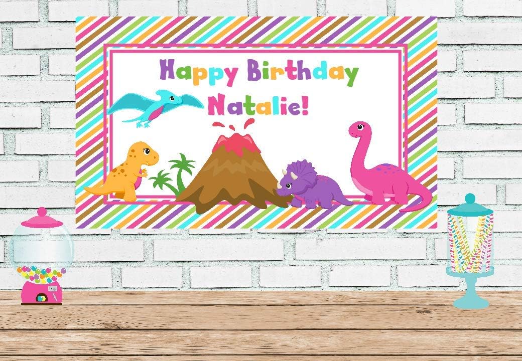 Dino Girl Vinyl Banner 3x5 Feet Next Day Shipping