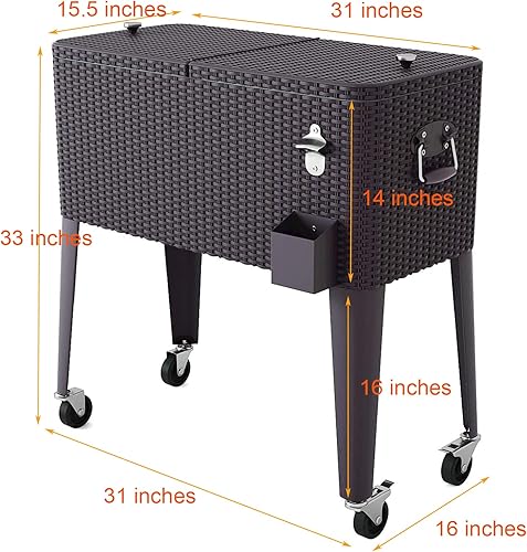 Miniatura 6 de Giantex carrito refrigerante de 80 cuartos de galón, cofre para fiesta de bebidas y cervezas heladas, portable