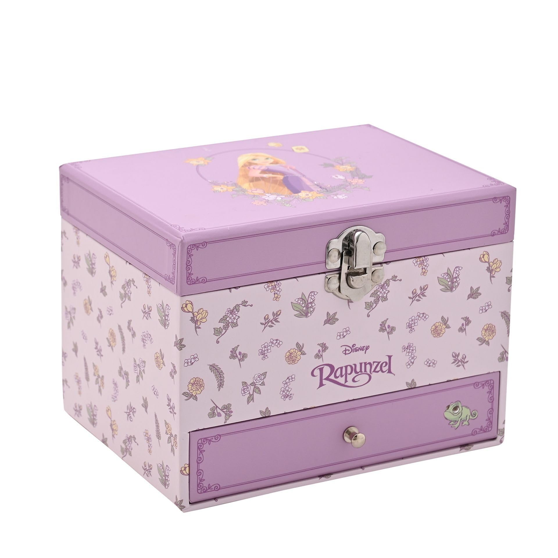 Disney Pastel Princess Rapunzel Musical Jewellery Box – Floral Keepsake Box with