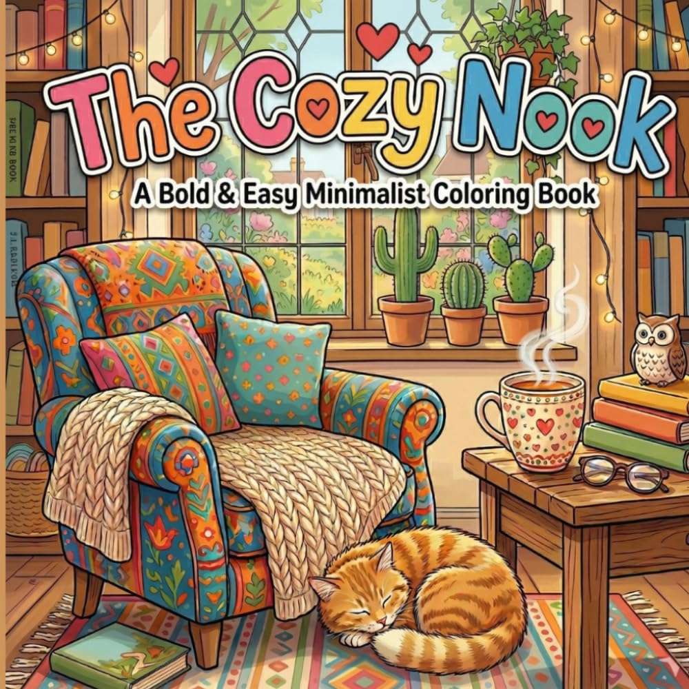 The Cozy Nook: A Bold and Easy Minimalist Coloring Book: Stress-Relief and Relaxation with Simple Large Print Designs for Adults, Seniors, and Beginners