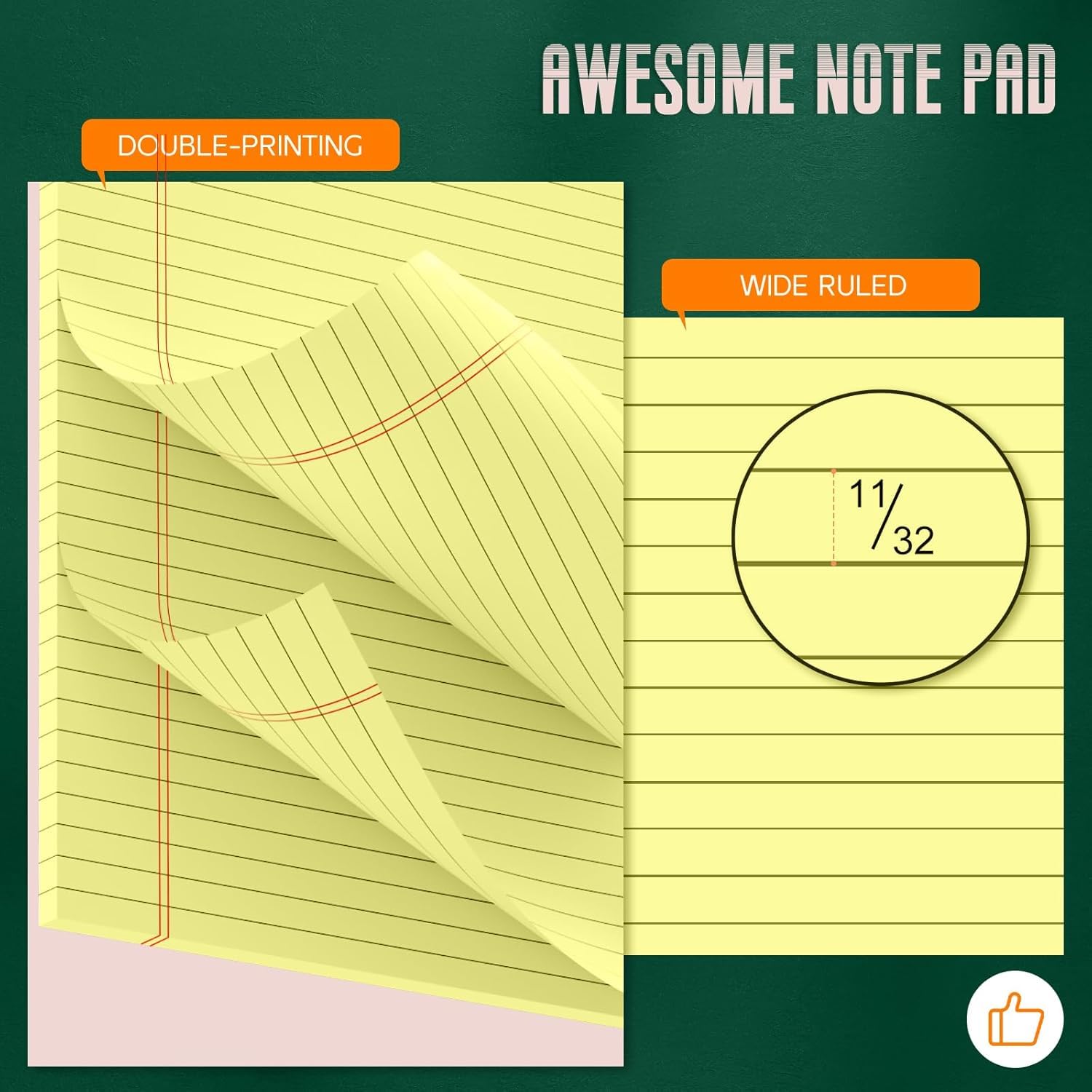 Legal Pads - Blocchi per appunti, 21 x 30 cm, confezione da 10 blocchi a righe larghe, blocco note micro perforato, blocchi di carta stampati a righe su entrambi i lati, 30 fogli per blocco note