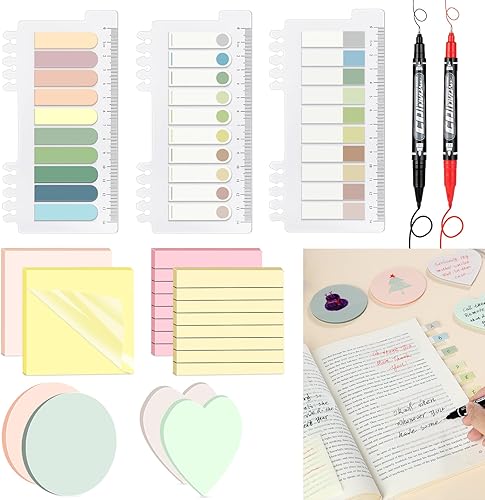 TOPZEAL - Notas adhesivas transparentes de 3 x 3 pulgadas, 1000 hojas de notas adhesivas transparentes, pestañas de índice con marcador, pestaña de