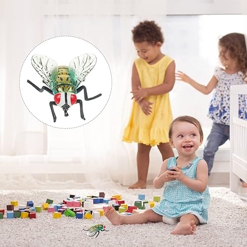 Miniatura 7 de VOSAREA Figura de mosca de plástico verde, gran mosca falsa realista, grande, modelo de plástico simulado, juguete cognitivo, aterrador, difícil