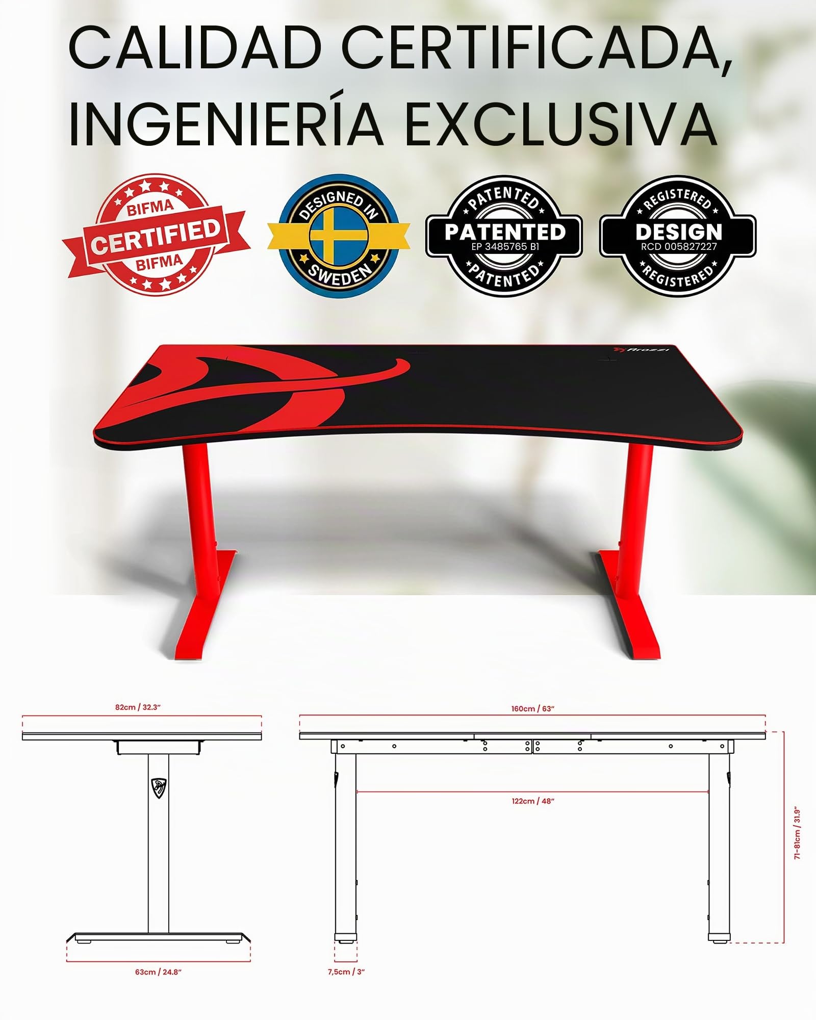 Arozzi Arena Gaming Desk Large - Red, Mesa Gaming roja con Alfombrilla Full Surface, Escritorio Gamer 160x82 cm con gestión de Cables, Cesta de Malla y Estructura Robusta, hasta 80 kg