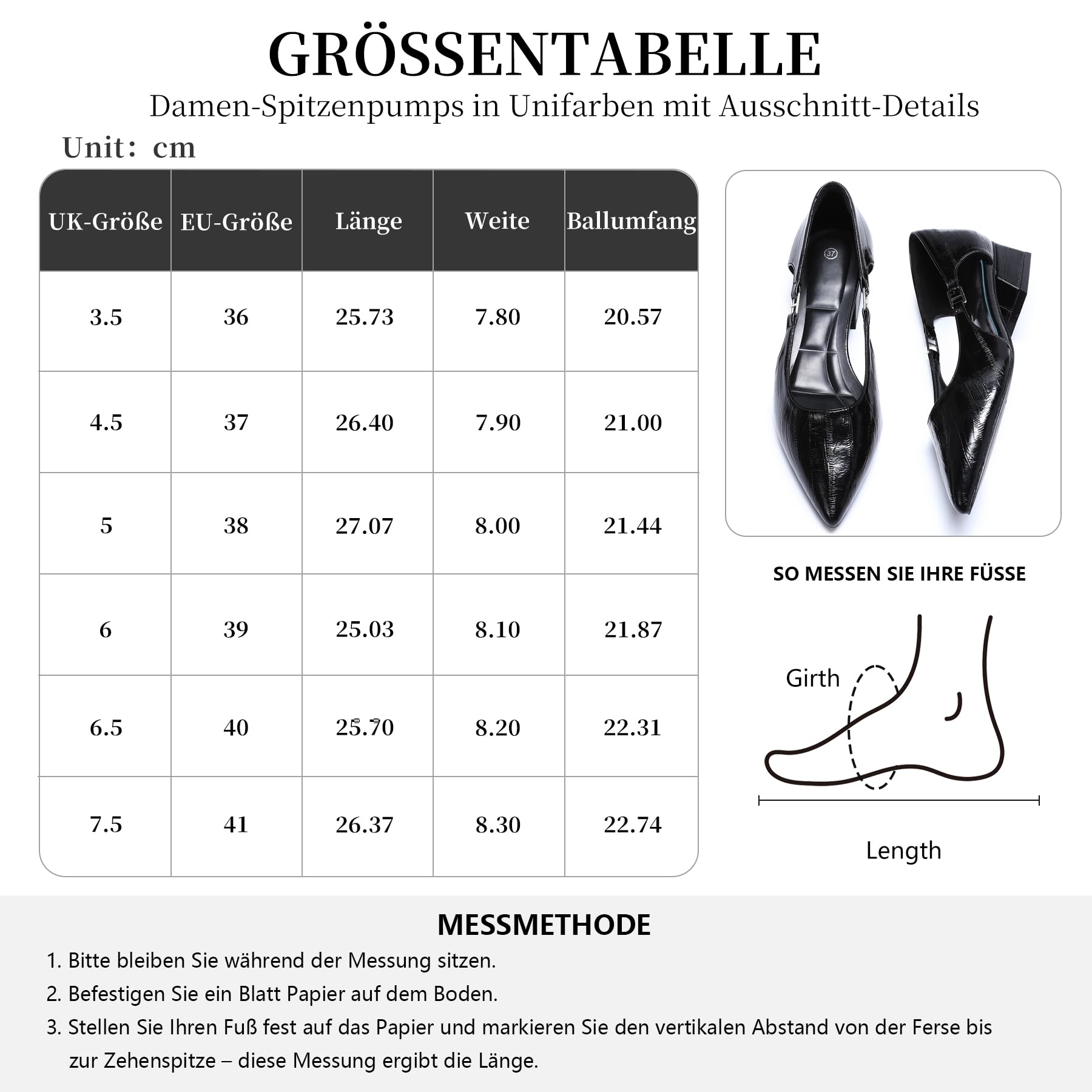 YYNUDA Damen Pumps Hochhaltschuh Spitz Zehen Kleid Pumps Schuhe Ausschnitt Pumps Bequem Büro Alltag Partei Hochzeit