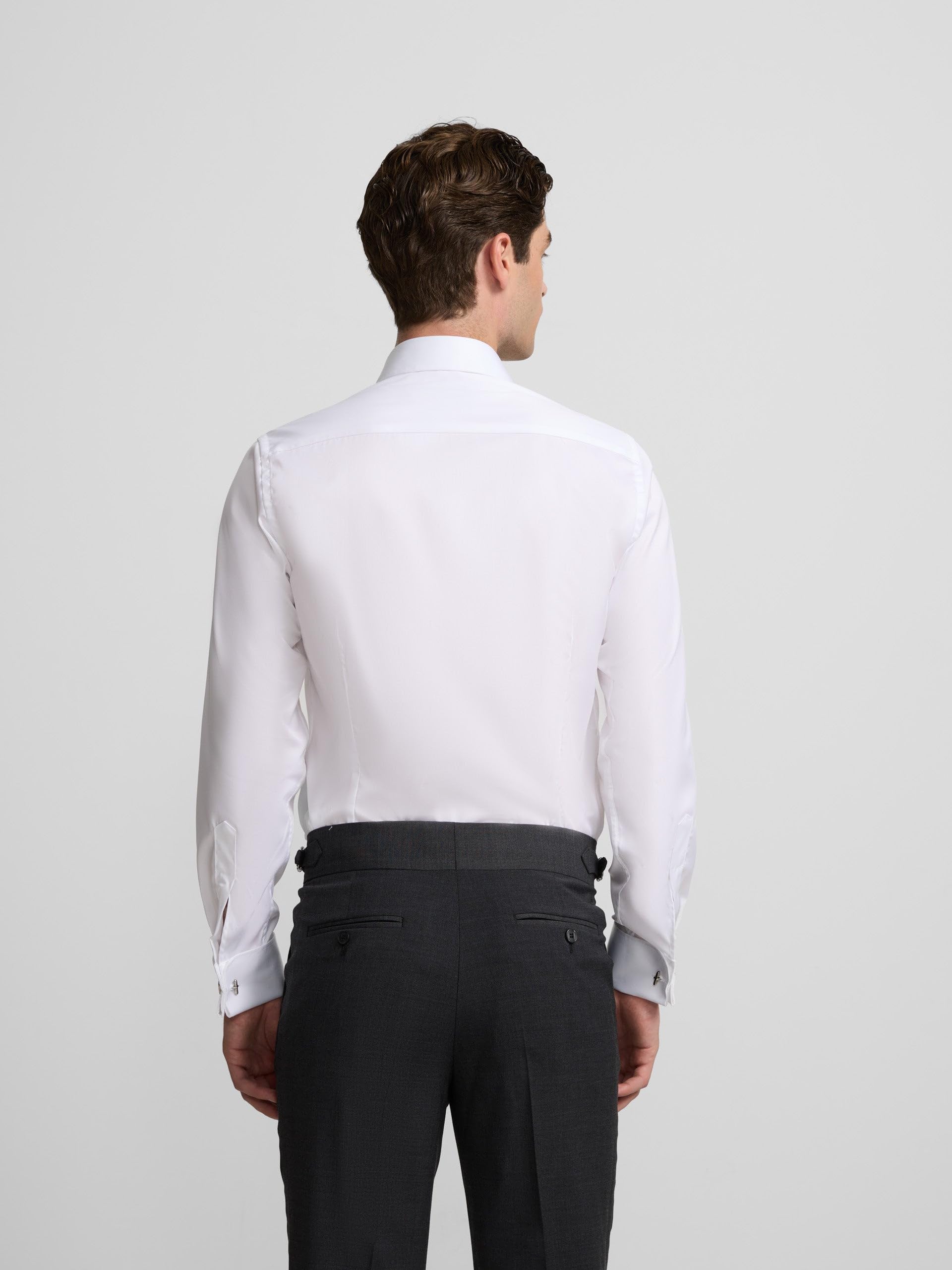 SILBON Camisa Vestir Easy Iron Puño Doble Manga Larga para Hombre