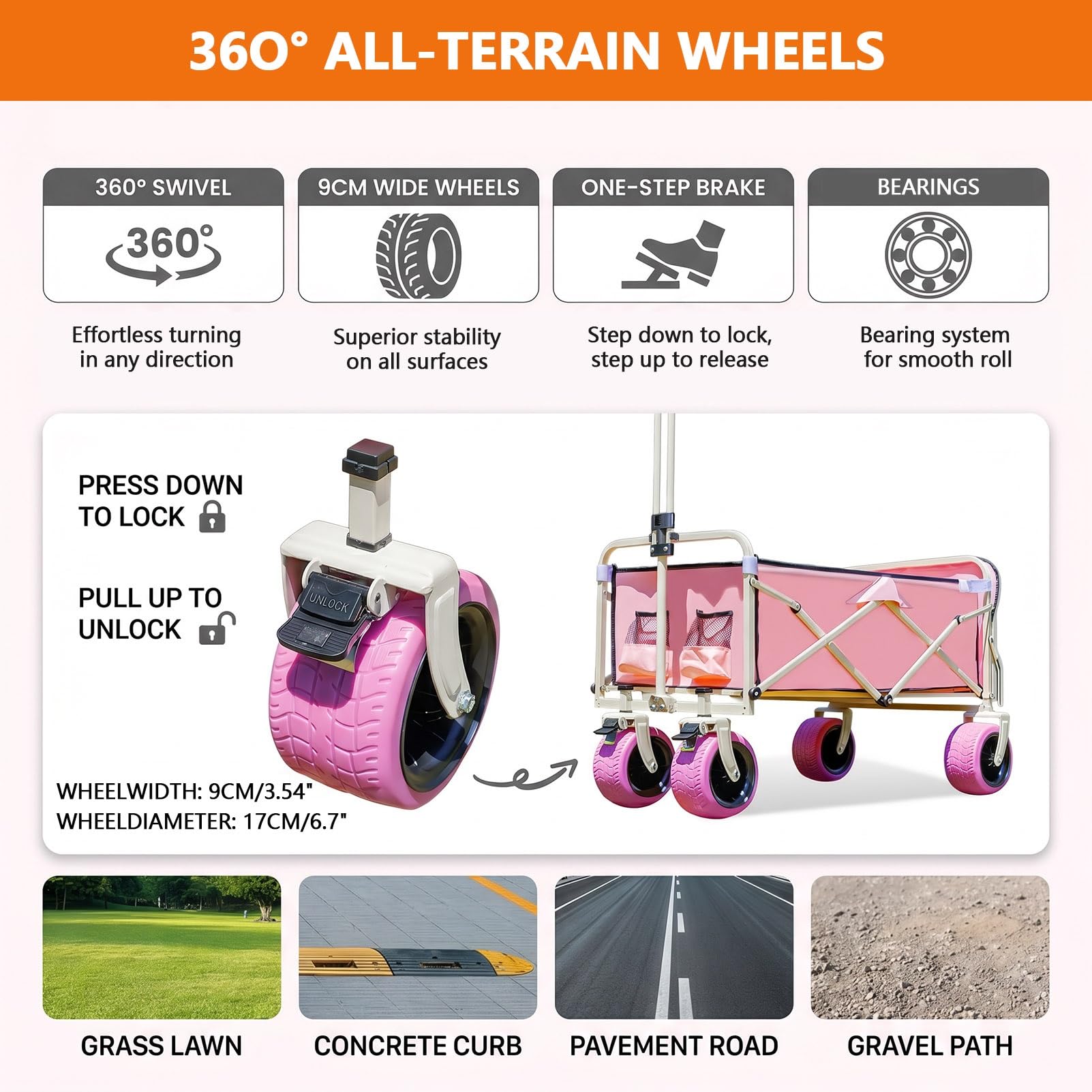 Carrito de Venta Ambulante Plegable para Exteriore Puesto de Mercado(Style B,120cm(47.2in))