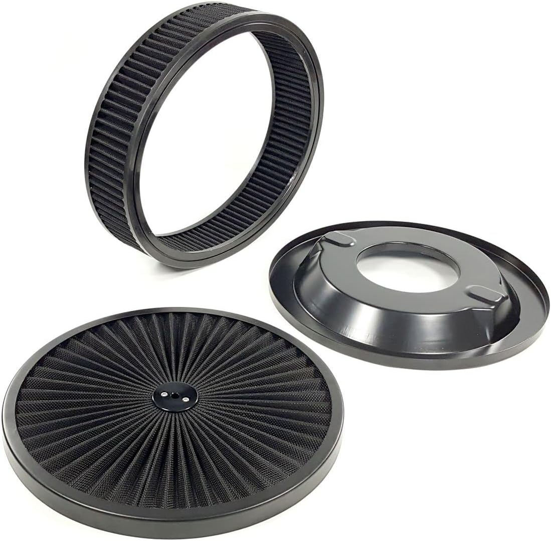 Air Filter Flow 14" x 2" Air Cleaner Height 3.8" Kit Fits All 5-1/8" Opening Carbs