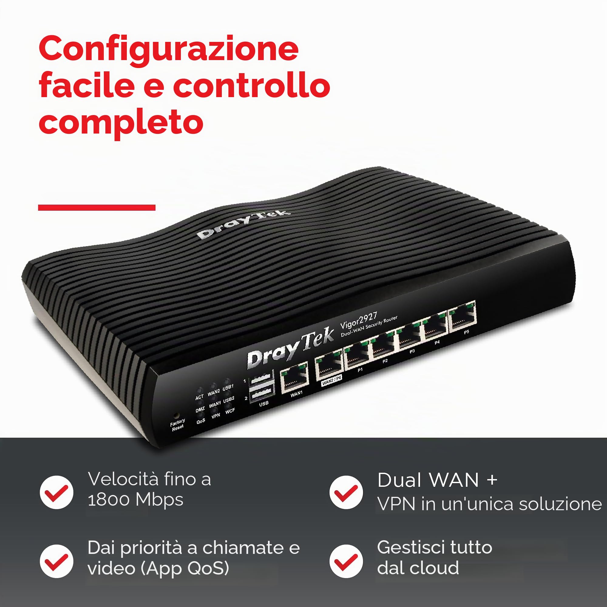 Draytek Vigor 2927 - Router - Switch Mit 6 Ports - Gige - WaN-Ports: 2 - An Rack Montierbar
