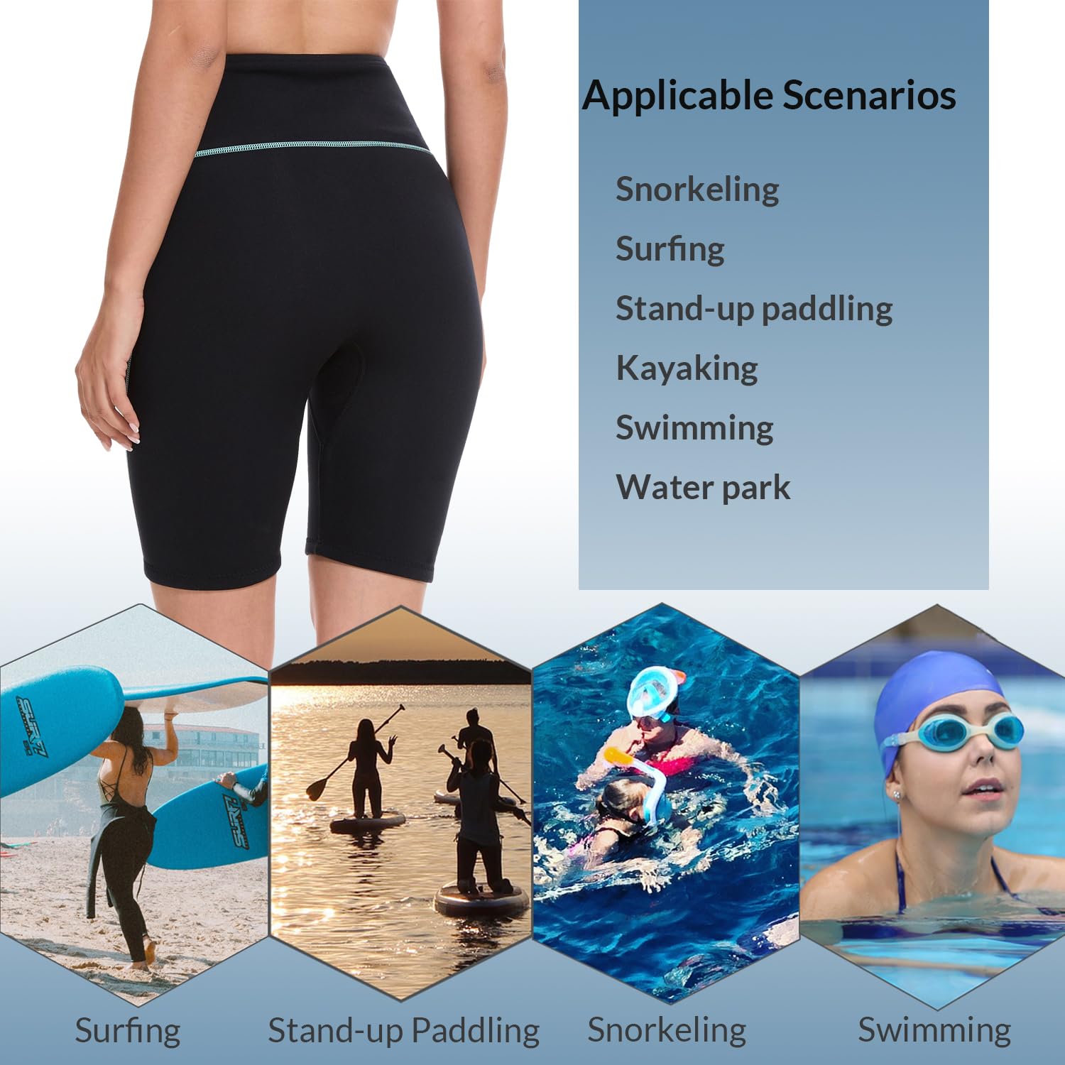 Lemorecn Pantaloncini da donna in neoprene super elasticizzato, 2 mm, per immersioni, surf, nuoto, snorkeling, immersioni, kayak, sport acquatici