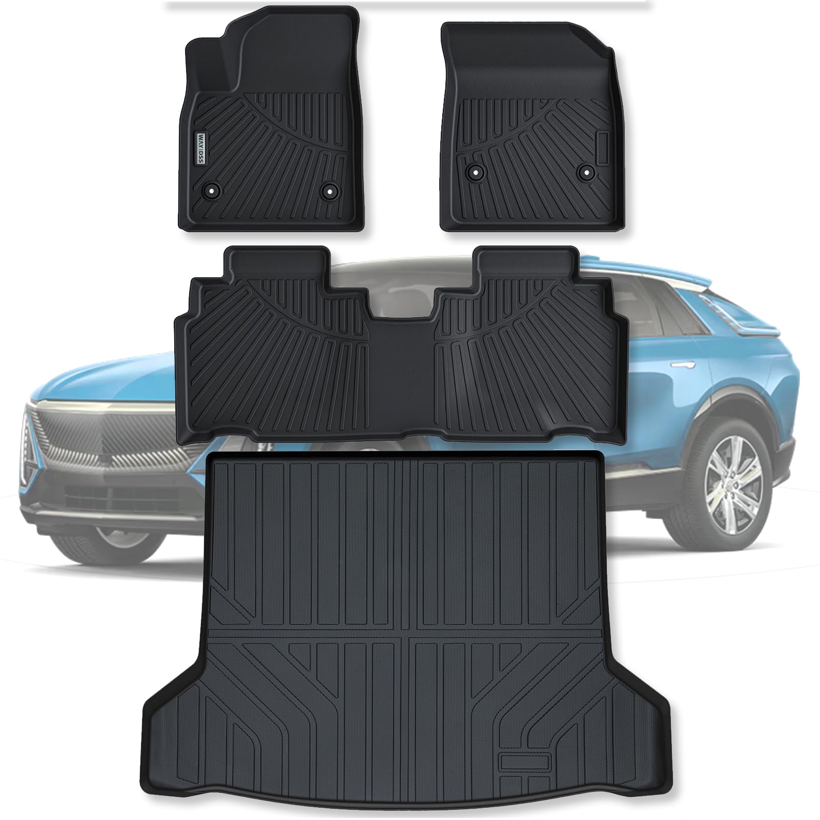 Photo 1 of WAYIDSS Floor Mats for 2023 2024 2025 2026 Cadillac Lyriq Lyriq-v & Trunk Mat TPE All Weather Protection 2 Rows Car Floor Liners with Cargo Liners