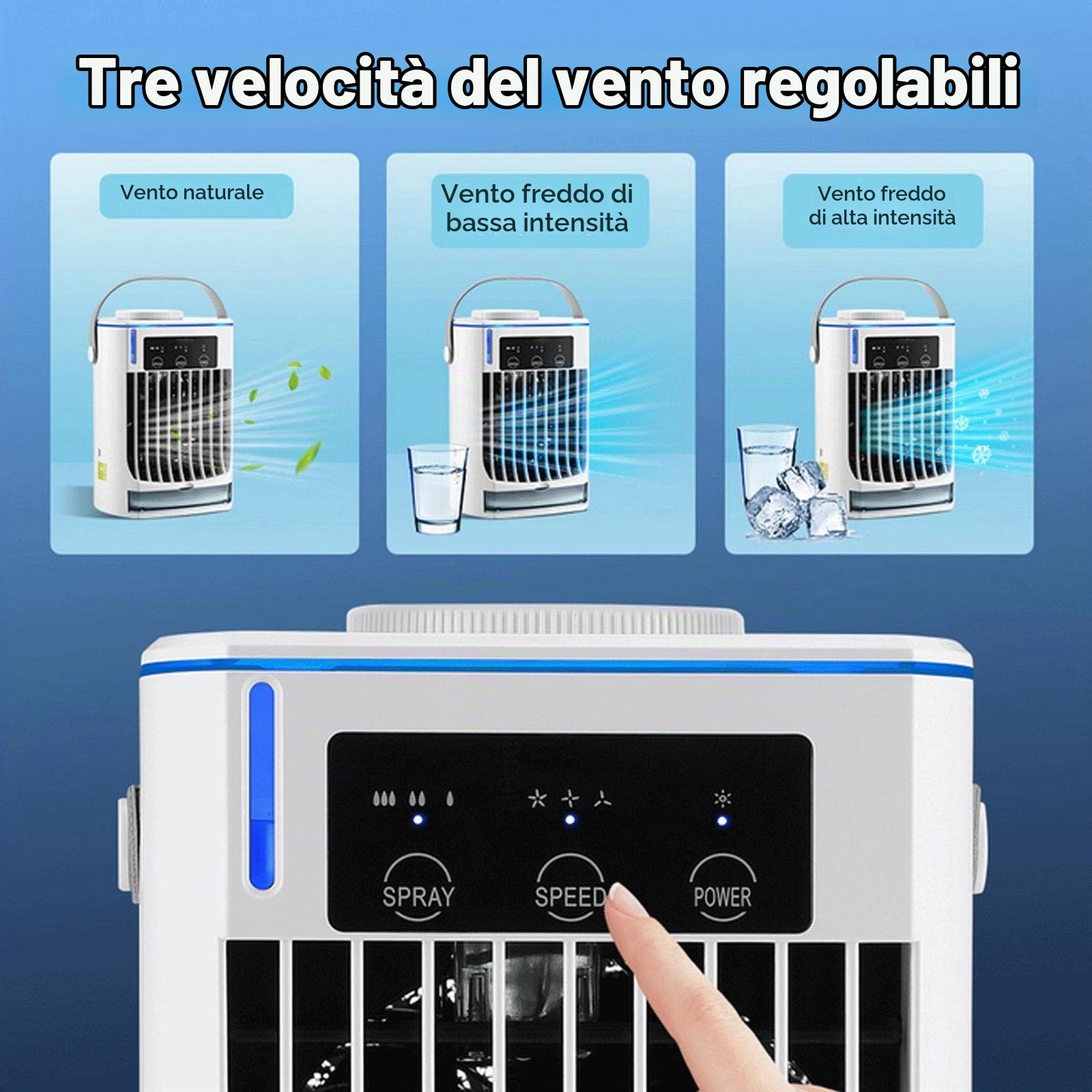 Clim Mobile senza tubo D evacuazione | 3 velocità di vento Clim senza evacuazione - Ricaricabile USB Aria Condizionata Mobile senza Vacuation per Camera da letto, Ufficio, Cucina, Auto, Casa