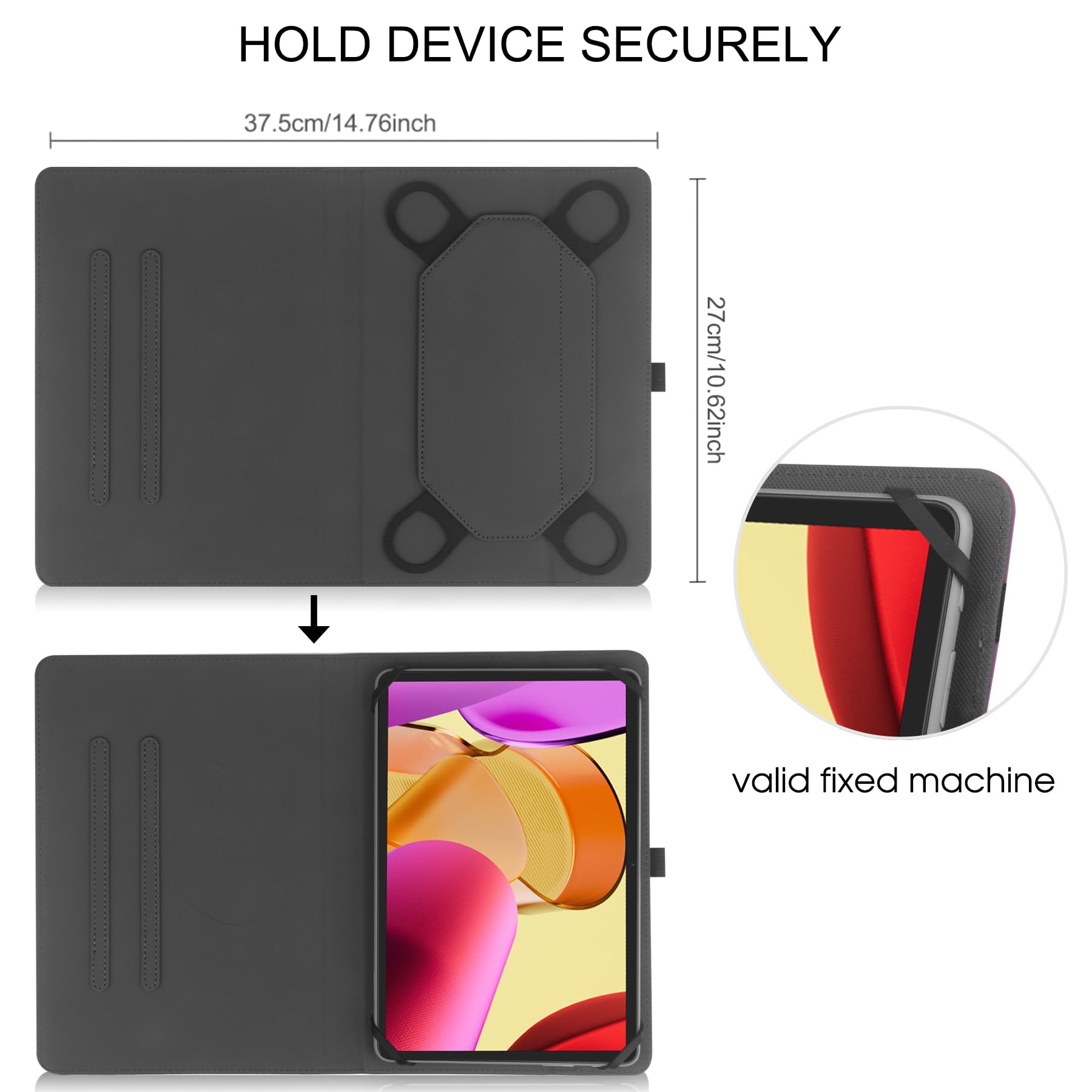 HGWALP Custodia universale per Tablet da 9-11 pollici，Multi-Viewing Angles PU Leather Stand Folio Cover con Porta Penna per 9 "10.1" 10.5 "11" Touch screen Tablet-BF