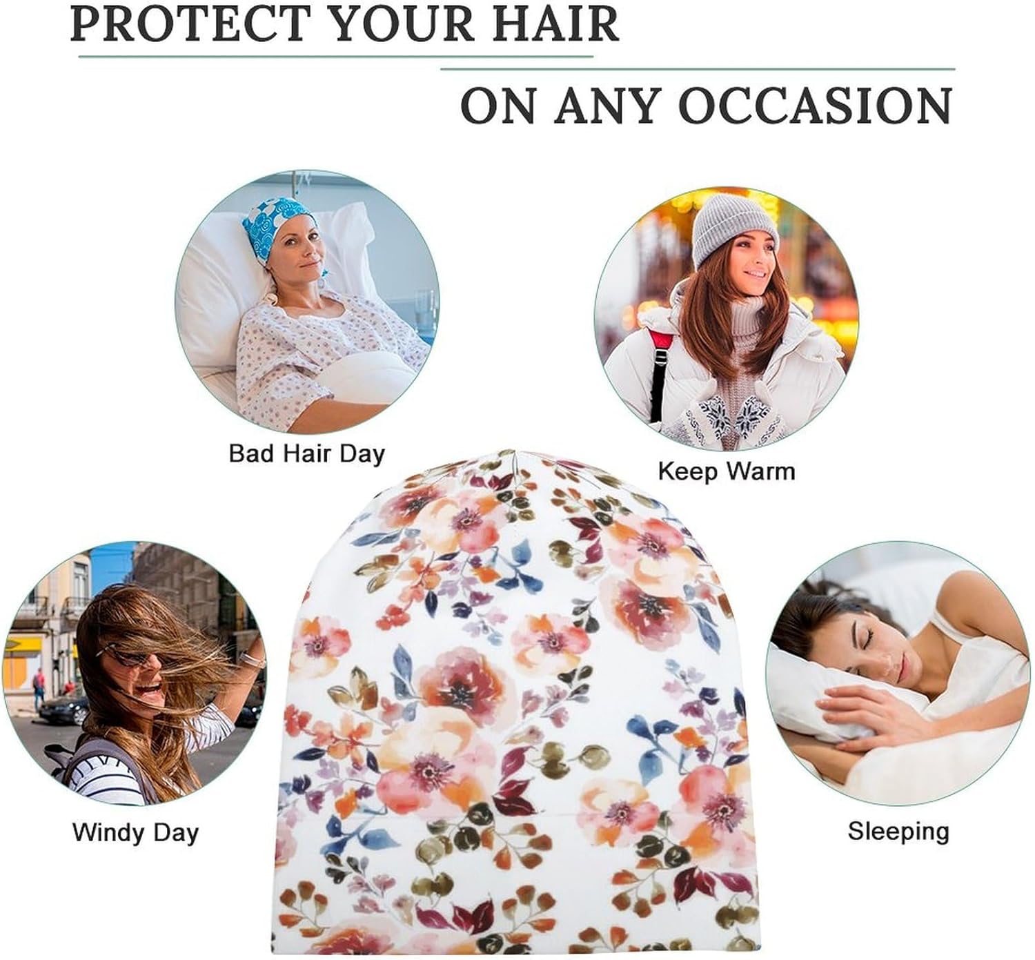 Accnicc Chemo Headwear for Women Beanies Hats Caps Cancer Headwear Hat Head Coverings Wraps Baggy Skull Cap Elastic Stretch - Image 4