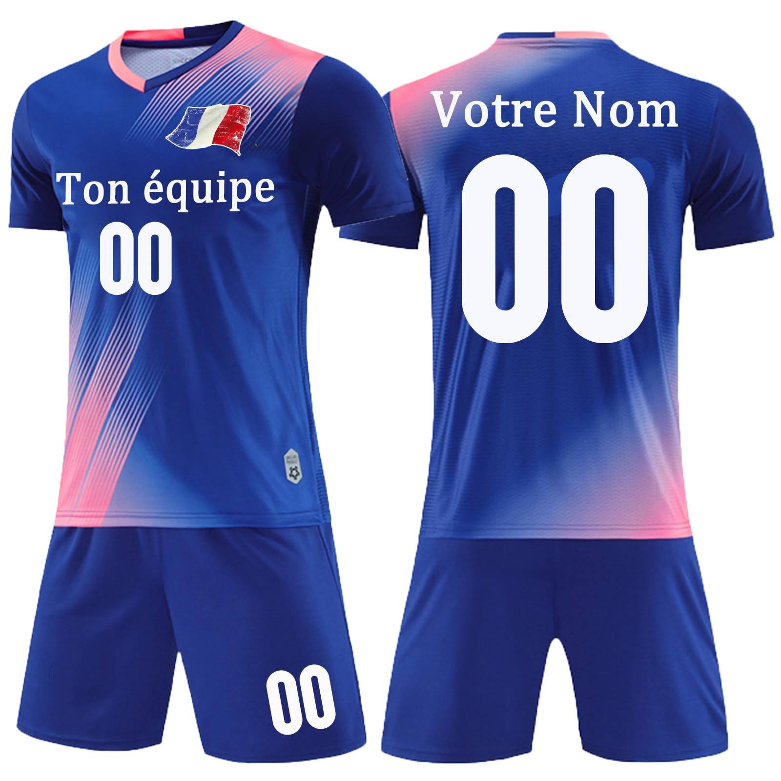 Ensemble Foot Enfant Personnalisé Maillot Football n'importe Quel Nom Numéro Logo Maillot Equipe de France Football Enfant Garçon Maillot de Foot