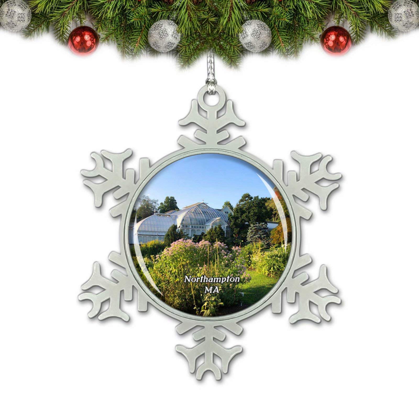 Northampton Smith College Botanic Garden Massachusetts USA Christmas Ornament Tree Decoration Crystal Metal Souvenir Gift