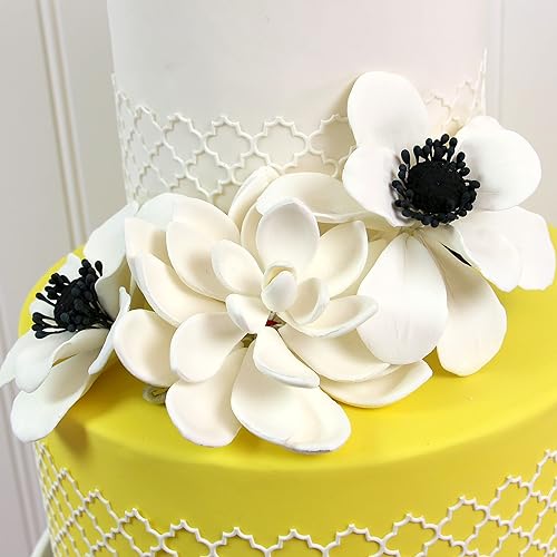 Miniatura 7 de Global Sugar Art Suculentas flores de pastel de azúcar de Opalina blancas con alambre, 3 unidades por el chef Alan Tetreault