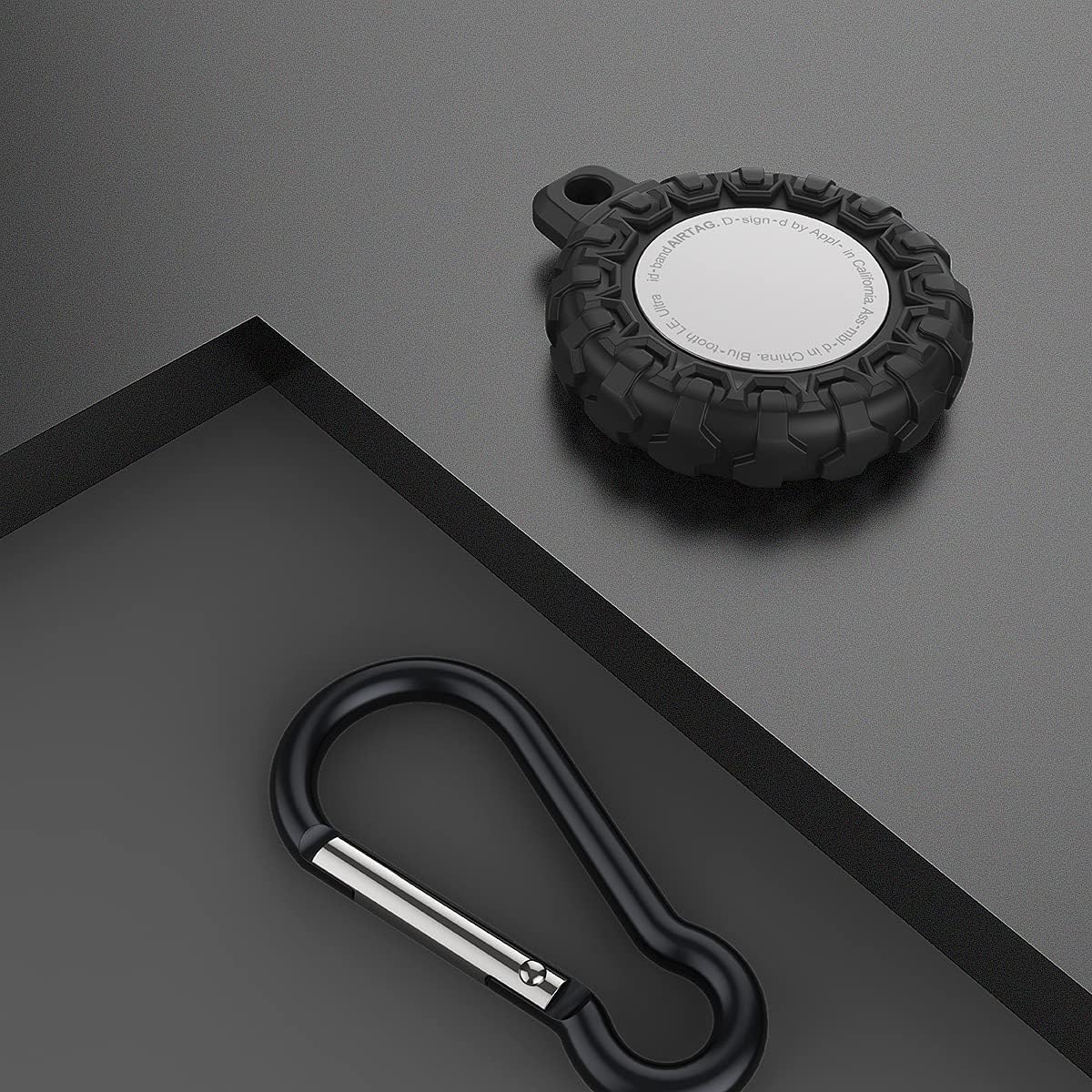 upupmomo soft silicon suitable protective case for apple airtag with aluminum carabiners 2 pcs drop proof case packs for air tag 1 black 1 blue