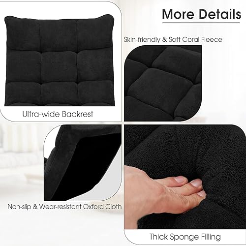 Miniatura 6 de LDAILY Silla de suelo de 14 posiciones, silla de juegos ajustable con fuerte apoyo de respaldo, cojín acolchado, sofá reclinable plegable, ideal