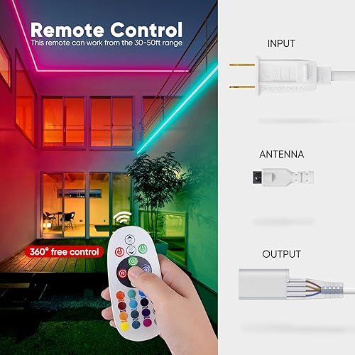 Miniatura 3 de Shine Decor Controlador con control remoto, fuente de alimentación para luces LED RGB de neón de 0.394 in de ancho x 0.787 in de alto