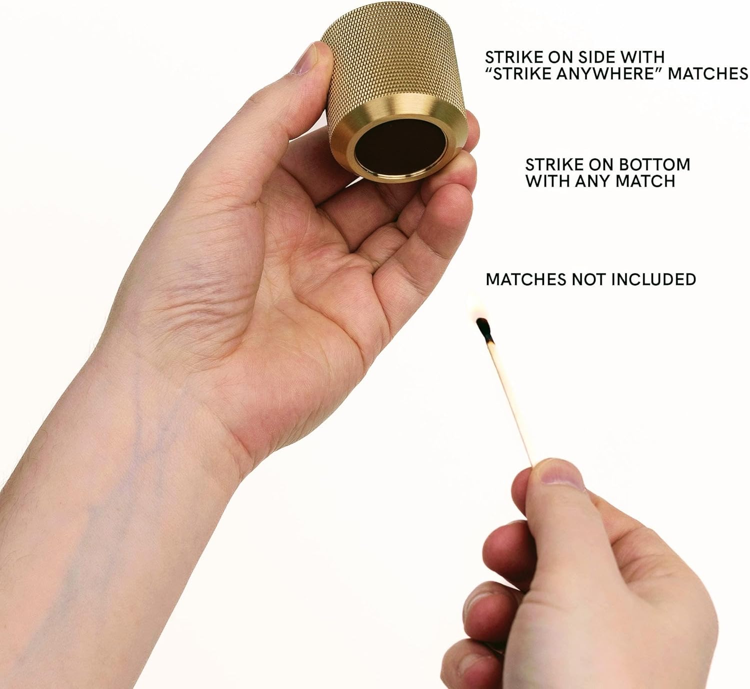 Match Holder with Striker - with Bonus Incense Holder - 100% Solid Brass Match Striker and Holder - A Modern Décor Match Cloche - Matches Not Included