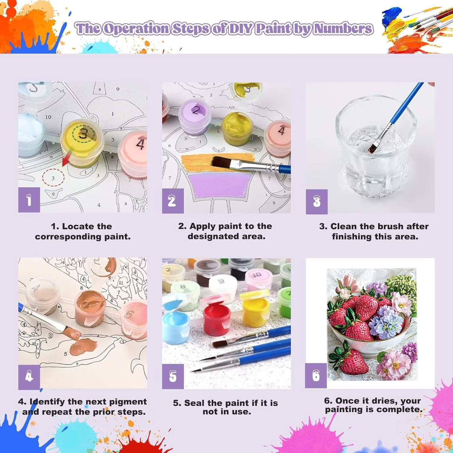 WEISHIWE Fraise fruit Peinture Numero Adulte Kits, 80x100cm m-903