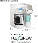 Hamilton Beach FlexBrew Trio Coffee Maker, Single Serve Pod & Grounds + 12 Cup Drip Coffee Maker, Fast Brewing, Programmable, 56 oz Reservoir, White (49917)