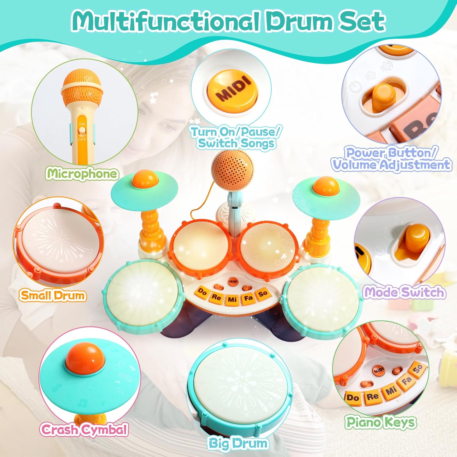 Ensemble de Jouets de Batterie Attrayants