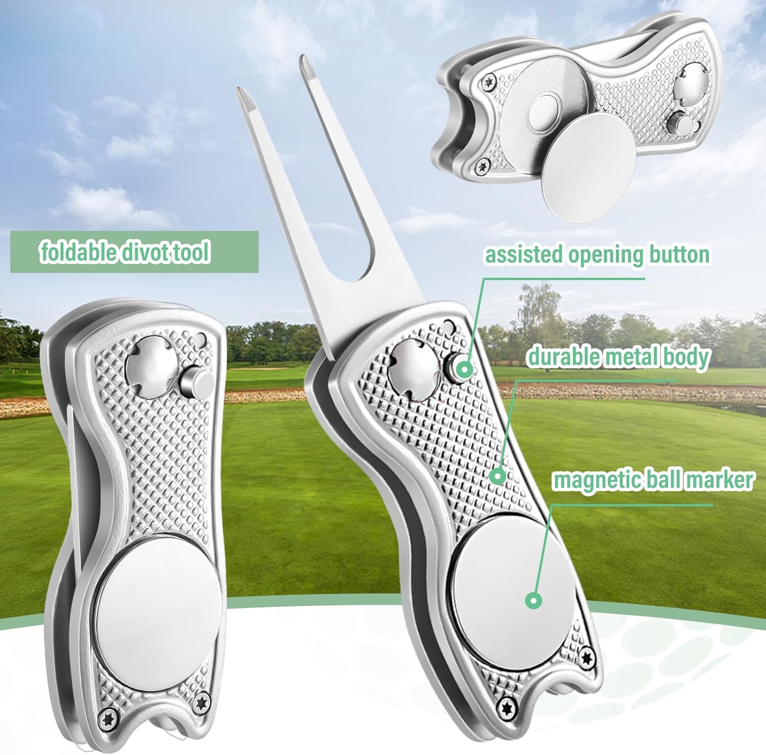 Liliful 12 Pcs Golf Accessories Kit, Include Golf Ball Bag with Hook Towel Tees Magnetic Ball Marker Divot Tool Cleaner Brush for Women Man Gifts - Image 6