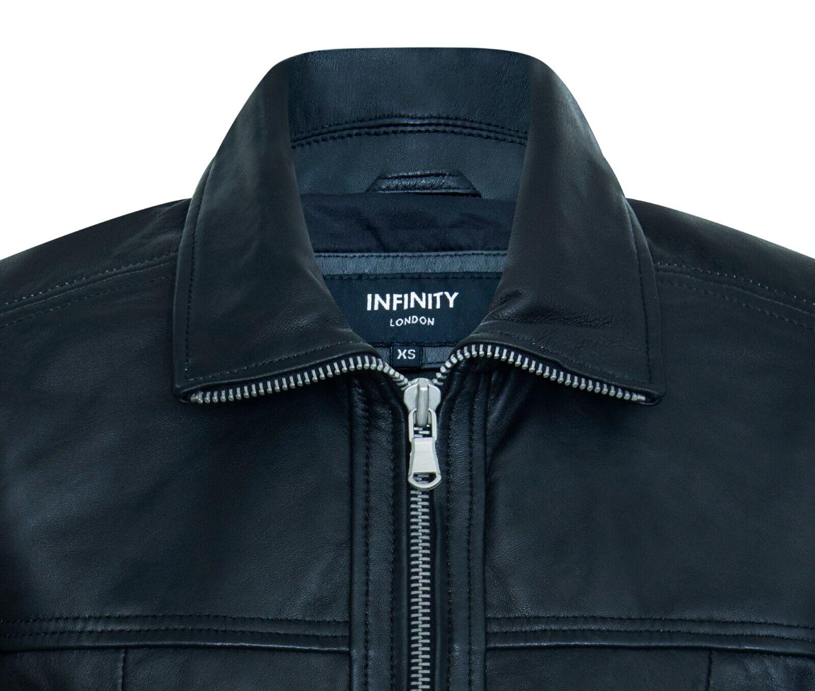 Chaqueta de Cuero Estilo Motero Clásica Recortada Negra Para Mujer
