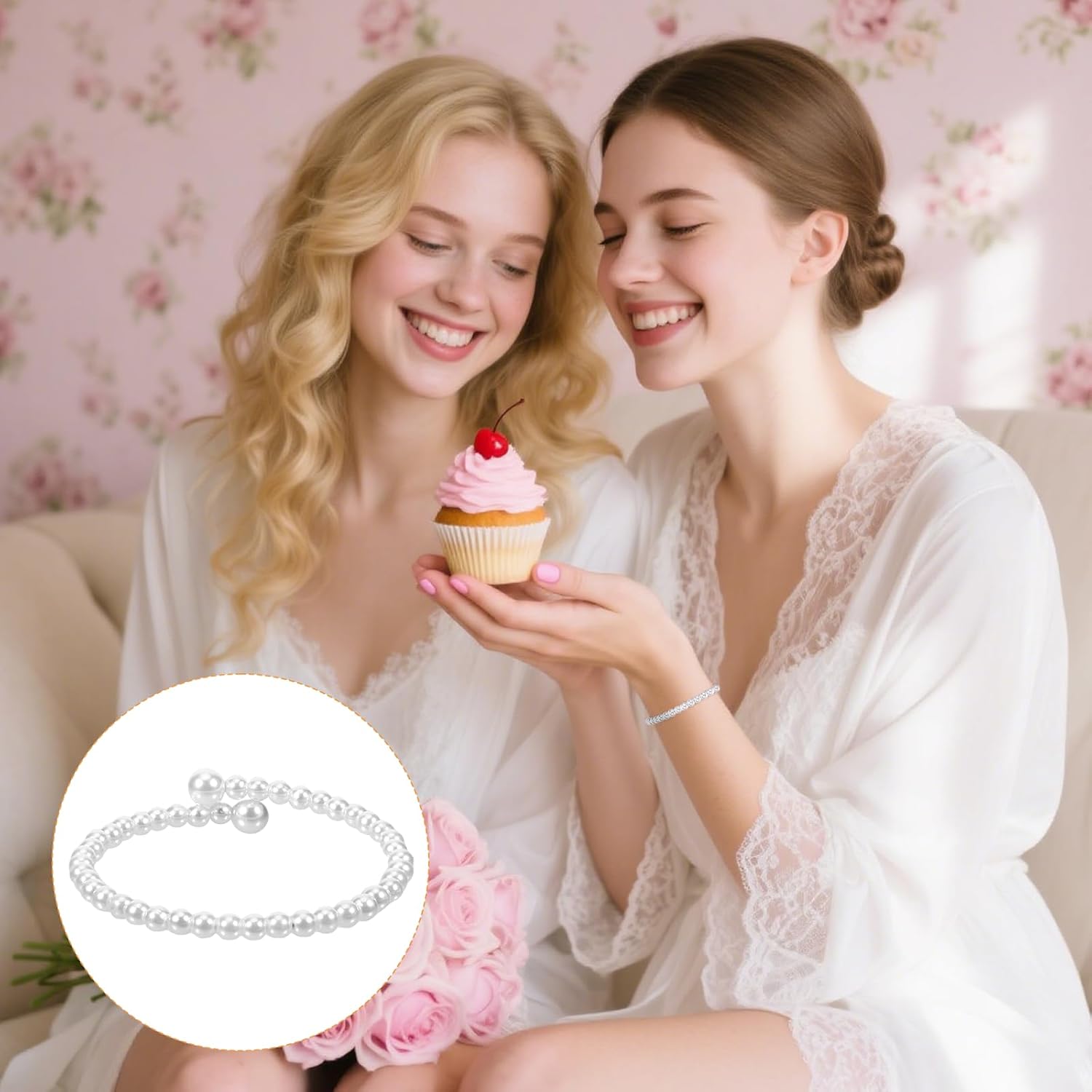 8 Pcs Bridesmaid Bracelet Bridesmaid Gifts Beige with Pouch for Wedding Bridal Party Favor Supplies, Elegant Proposal Jewelry for Ideal Wedding Party Presents - Image 7