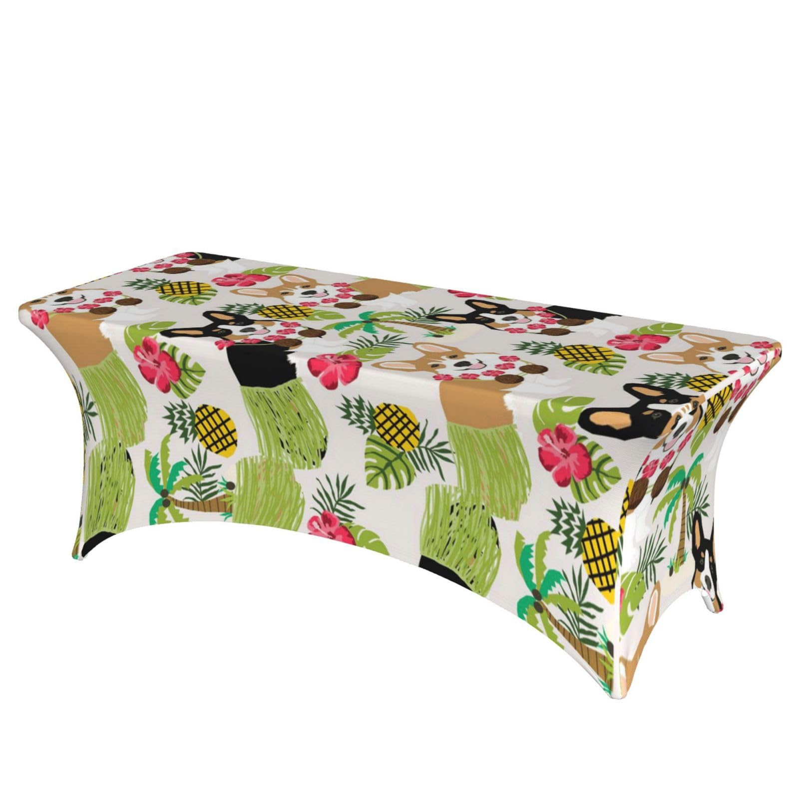 ERCgad Corgi Hawaiian Tropical Summer Pineapple Print Rectangular Tablecloth Dining Banquet Party Events Home Celebration Table Cover