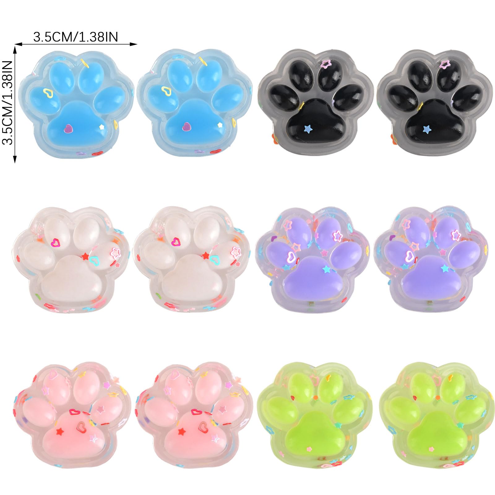 AWAVM 12 - piece Transparent and Colorful Cat Paw Squishies Set A Delightful Blend of Adorable Design, Stress - Relief Function, and Versatile Use for All Ages. - Image 2