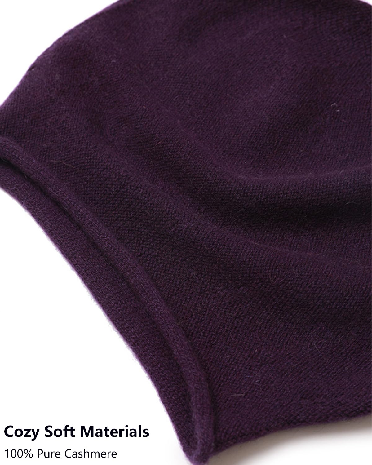 YUONNY 100% kaszmirowa dzianinowa czapka damska, ciepła luźna czapka beanie z zwijanym brzegiem na jesień zimę, wszechstronna miękka czaszka czapki outdoorowe sportowe na narty prezent