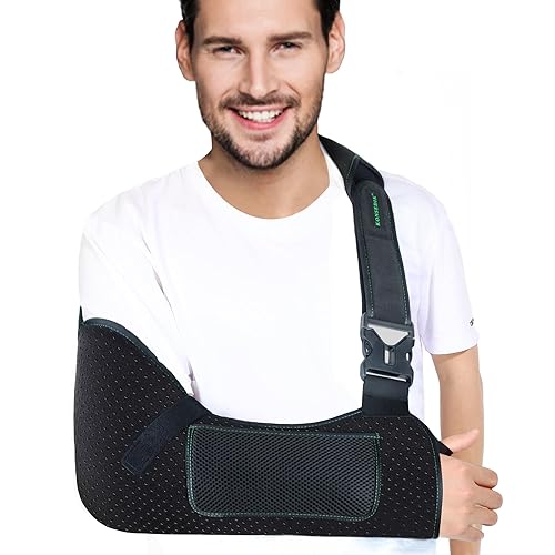 Inmovilizador de hombro para hombres y mujeres, porosa comodidad médica con almohadilla para el hombro para lesiones del manguito rotador, soporte