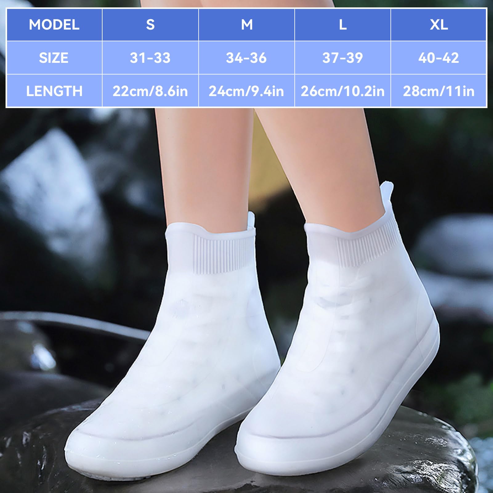 HERCHR Waterproof Shoe Covers,L Size Shoe Covers,(37-39) Cycling Overshoes Overshoes Trainer Rain Protectors Reusable Overshoes Non Slip Overshoes Rain Shoe Covers Foldable Rain Boot for Women Men - Image 4