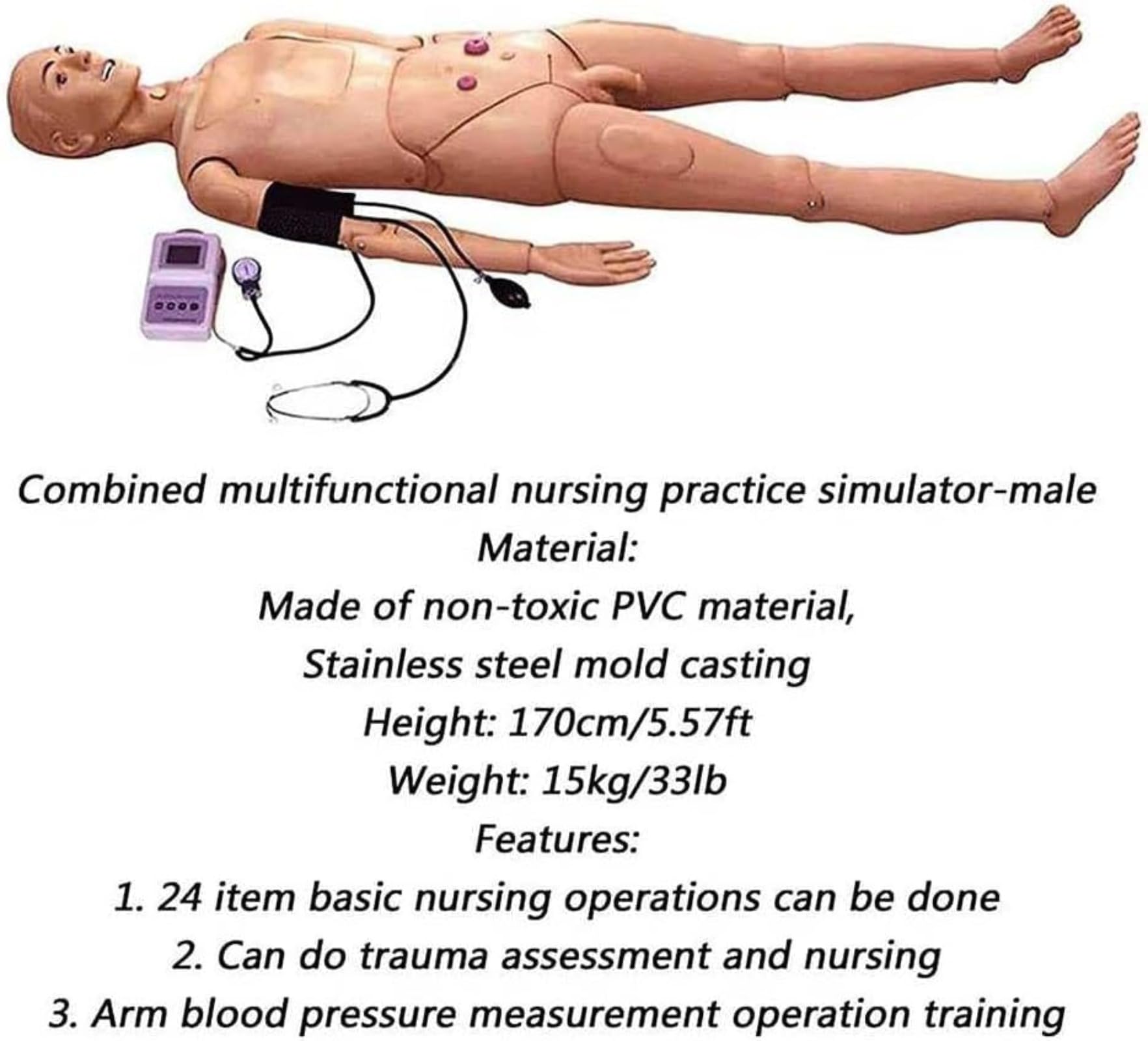Nursing Manikin with Arm Blood, Medical Mannequin for Training Mannequin Full Body Training CPR Simulator Human Model Manikin for Students Education Medical