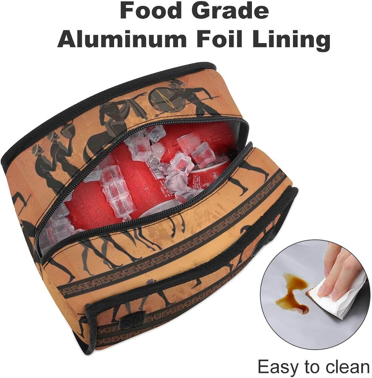 Ancient Greek Scenery Black Characte Lunch Box for Men & Women Durable Lunch Bag for Adults Reusable Small Lunchbox